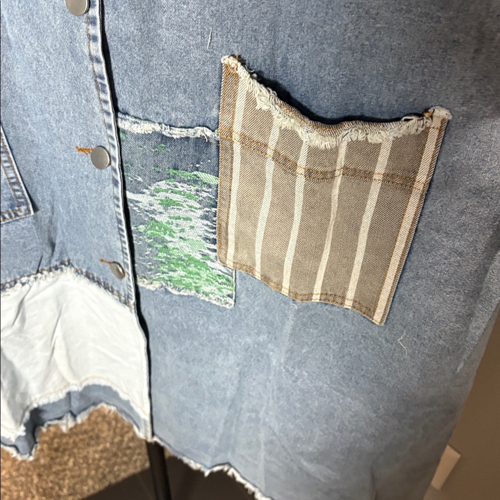 Women's Patchwork Denim Jacket with Mixed Colors … - image 5